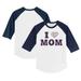 Toddler Tiny Turnip White/Navy Cleveland Guardians I Love Mom 3/4-Sleeve Raglan T-Shirt