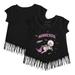 Girls Youth Tiny Turnip Black Minnesota Twins Space Unicorn Fringe T-Shirt