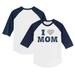 Toddler Tiny Turnip White/Navy Seattle Mariners I Love Mom 3/4-Sleeve Raglan T-Shirt