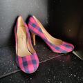 Jessica Simpson Shoes | Jessica Simpson Pink And Blue Plaid Heels | Color: Blue/Pink | Size: 8