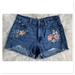 American Eagle Outfitters Shorts | American Eagle Mom Short Embroidered Denim Jean Shorts Blue Orange Size 6 | Color: Blue/Orange | Size: 6