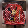 Disney Accessories | Minnie Mouse Backpack Disney Parks Red White Polka Dots Glitter 10.5" Glam | Color: Red | Size: 10.5”