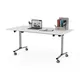 Table mobile rabattable - L.160 x P.80 cm - Plateau Blanc - Pieds Aluminium