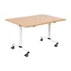 Table mobile rabattable - L.120 x P.80 cm - Plateau Chêne - Pieds Blanc