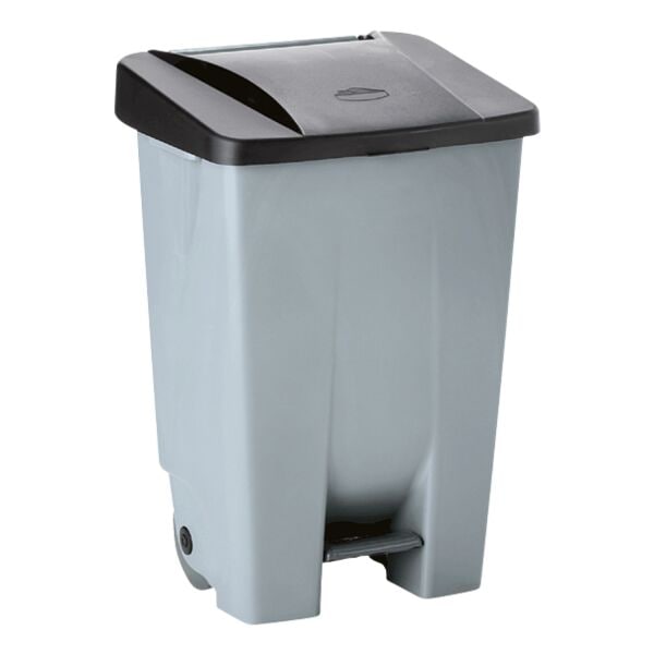 WAS Tretabfallbehälter mit Rollen und farbigem Deckel 80 Liter schwarz, 50x74x41 cm