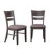 Roundhill Furniture Almeta Solid Wood Slat Back Upholstered Dining Chairs, Set of 2 -Dark Umber Brown Finish