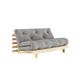 Canapé convertible en pin massif avec futon gris 160x200