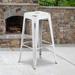 Homall 30" High Backless Distressed Antique Blue Metal Indoor-Outdoor Barstool Metal in White | 30 H x 17 W x 17 D in | Wayfair