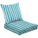 2-Piece Deep Seating Cushion Set Watercolor stripe plaid seamless Color teal blue stripes white Outdoor Chair Solid Rectangle Patio Cushion Set