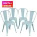 YRLLENSDAN 18 Seat Height Metal Chairs Set of 4ï¼ŒDining Chairs Indoor/Outdoor Tolix Restaurant Chair Kitchen Chair 18â€� Seat Height Stackable Trattoria Metal Bar Chairs (Blue)