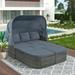 Outdoor Patio Furniture Set Daybed Sunbed with Retractable Canopy Conversation Set Wicker Furniture 09AAE