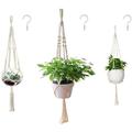 3 Pack Macrame Plant Hanger and 3 PCS Hooks Indoor Outdoor Hanging Plant Holder Hanging Planter Stand Flower Pots for Decorations - Cotton Rope 4 Legs 3 Sizes