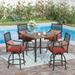 Sophia & William 5-Seat Patio Outdoor Bar Height Table Set and Cushioned Swivel Stools Umbrella Hole