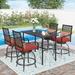 Sophia & William 5 Piece Patio Outdoor Bar Furniture Set Height Table and Cushioned Swivel Stools