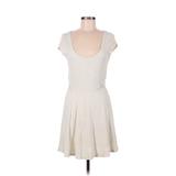 American Eagle Outfitters Casual Dress - A-Line Scoop Neck Short sleeves: Ivory Print Dresses - Women's Size Medium