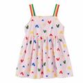 Odeerbi Cute Dresses For Girls Toddler Kids Baby Girls 2024 Fashion Cute Sleeveless Sweet Heart Rainbow Print Slip Dress Pink