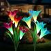 Outdoor Solar Garden Stake Lights - Solar Powered Lights with Lily Flower Multi-color Changing LED Solar Decorative Lights for Garden Patio Backyard