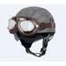 Motorcycle Half Helmet for Men Women Retro Handmade Leather Half Face Quick Release Buckle and Goggles Motorbike Scooter Helmet A2