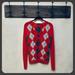 J. Crew Sweaters | 3/$35 Jcrew Red/Grey Argyle Merino Wool/Cashmere V-Neck Sweater S/M | Color: Gray/Red | Size: S/M