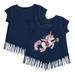 Girls Youth Tiny Turnip Navy Cleveland Guardians Unicorn Fringe T-Shirt