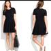 Madewell Dresses | Madewell Leather Trim Fit And Flare Skater Dress Size Xs | Color: Black | Size: Xs