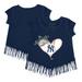 Girls Youth Tiny Turnip Navy New York Yankees Tiara Heart Fringe T-Shirt