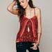 Free People Tops | Free People Blouse Flowy Floral Strappy Tank Top Boho Burgundy Viscose Womens Sp | Color: Pink/Red | Size: Sp