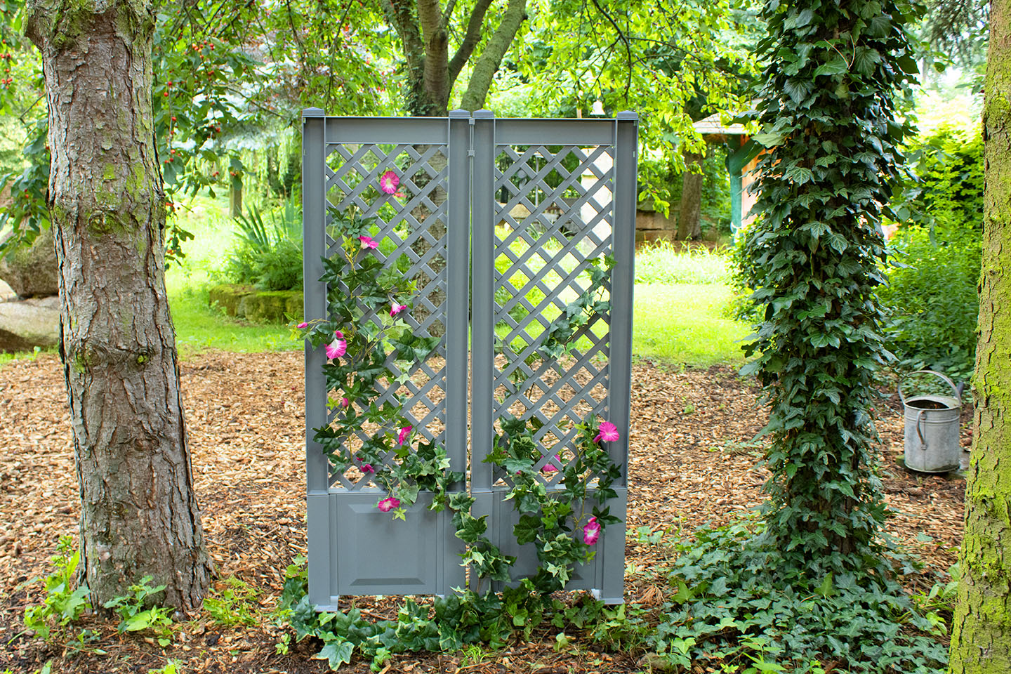 Rankgitter KHW, grau, B:43cm H:140cm T:6cm, Kunststoff, Rankhilfen, mit Erdspieß, 2 Stk., BxTxH: je 43x6x140 cm Image