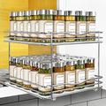 Lynk Professional® Pull Out Spice Rack Organizer for Cabinet - Slide Out Vertical Spice Rack - 10-1/4 inch Wide Sliding Spice Organizer Shelf - Double, Chrome