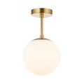 Happy Homewares Traditional and Sleek Opal Glass Globe IP44 Bathroom Ceiling Light in Brushed Gold | 24cm x 20cm | 60w Max | Also Suitable for Hallways Lounges Conservatories etc