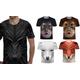 3D-Effect Fox or Orangutan Design T-Shirt, Black Orangutan,Size XL