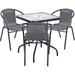 Wildon Home® Woolard Square 3 - Person 23.76" Long Outdoor Dining Set Glass/Metal in Black | 23.76 W x 23.75 D in | Wayfair