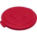 Carlisle 84103305 Bronco Round Flat Top Lid for 32 gal Trash Can - Plastic, Red