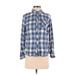 CALVIN KLEIN JEANS Long Sleeve Button Down Shirt: Blue Tops - Women's Size Small