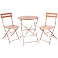 Set table + 2 chaises de jardin pliable en métal terracotta Bistrot