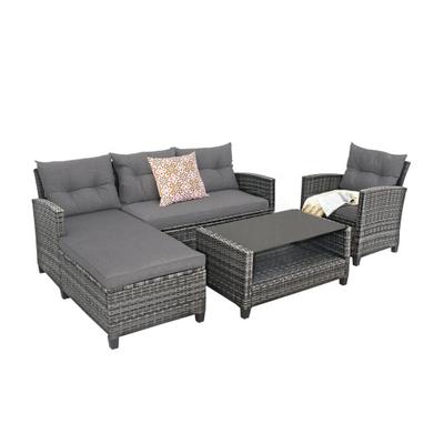 Costway 4 Pieces Patio Rattan Furniture Set with C...