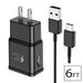 OEM Samsung Galaxy S20 S21 S22 LG G6 G7 ThinQ One Fit Adaptive Fast Charger USB-C 3.1 Type-C Cable Kit Fast Charging USB Wall Charger AC Home Power Adapter [1 Wall Charger + 6 FT Type-C Cable] Black