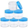 6 Pieces Empty Clear Plastic Jars with Lids Round Storage Containers Wide-Mouth for Beauty Product Cosmetic Cream Lotion Liquid Slime Butter Craft and Food blue F2058