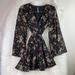 Free People Dresses | Free People Black Floral Flow Cross V-Neck Dress | Color: Black/Yellow | Size: Xs