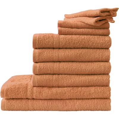 Handtuch Set DYCKHOFF "Kristall", orange (terra), 10 St., Walkfrottee, Walkfrottee, Obermaterial: 100% Baumwolle, Handtü