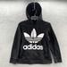 Adidas Shirts | Adidas 3 Stripe Trefoil Pullover Hoodie Sweatshirt Black Cotton Big Logo Men’s M | Color: Black/White | Size: M