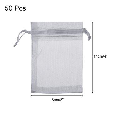 50pcs Organza Bags Drawstring Favor Pouches Sheer Mesh Bag for Gift