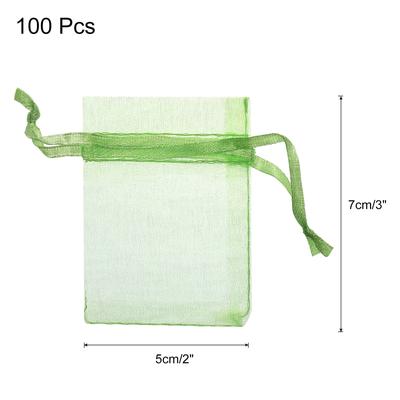 100pcs Organza Bags Drawstring Favor Pouches Sheer Mesh Bag for Gift