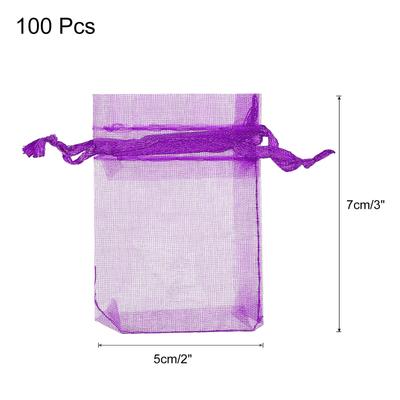 100pcs Organza Bags Drawstring Favor Pouches Sheer Mesh Bag for Gift