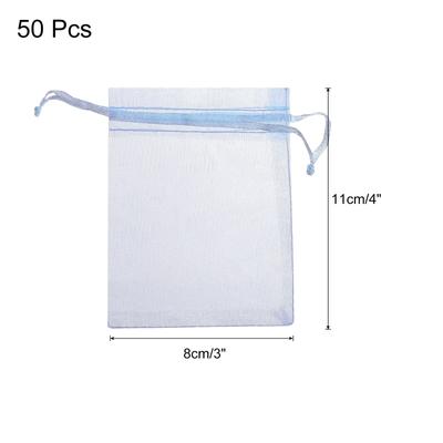 50pcs Organza Bags Drawstring Favor Pouches Sheer Mesh Bag for Gift