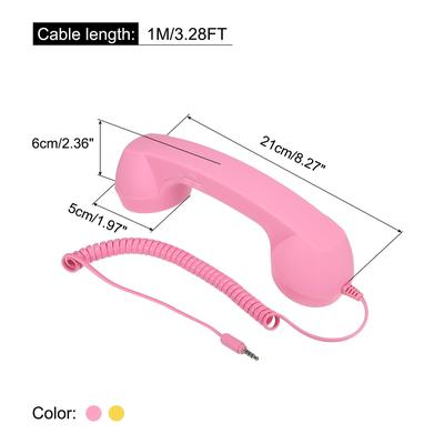 2 Pack 3.5mm Retro Telephone Handset Telephone Receiver Pink,Yellow - Pink, Yellow