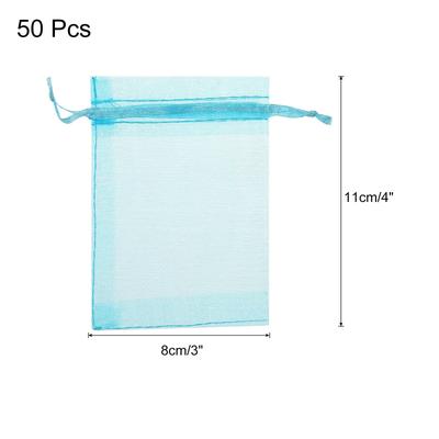 50pcs Organza Bags Drawstring Favor Pouches Sheer Mesh Bag for Gift