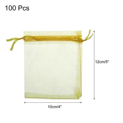 100pcs Organza Bags Drawstring Favor Pouches Sheer Mesh Bag for Gift