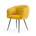 Cid 24 Inch Modern Dining Chair, Curved Back, Metal Peg Legs, Yellow