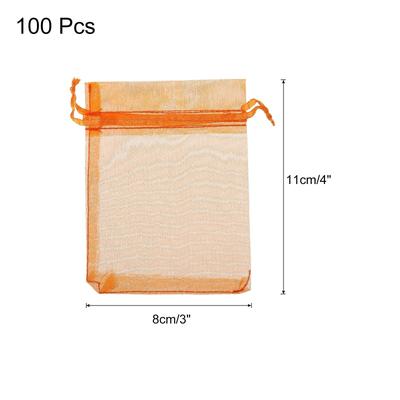 100pcs Organza Bags Drawstring Favor Pouches Sheer Mesh Bag for Party